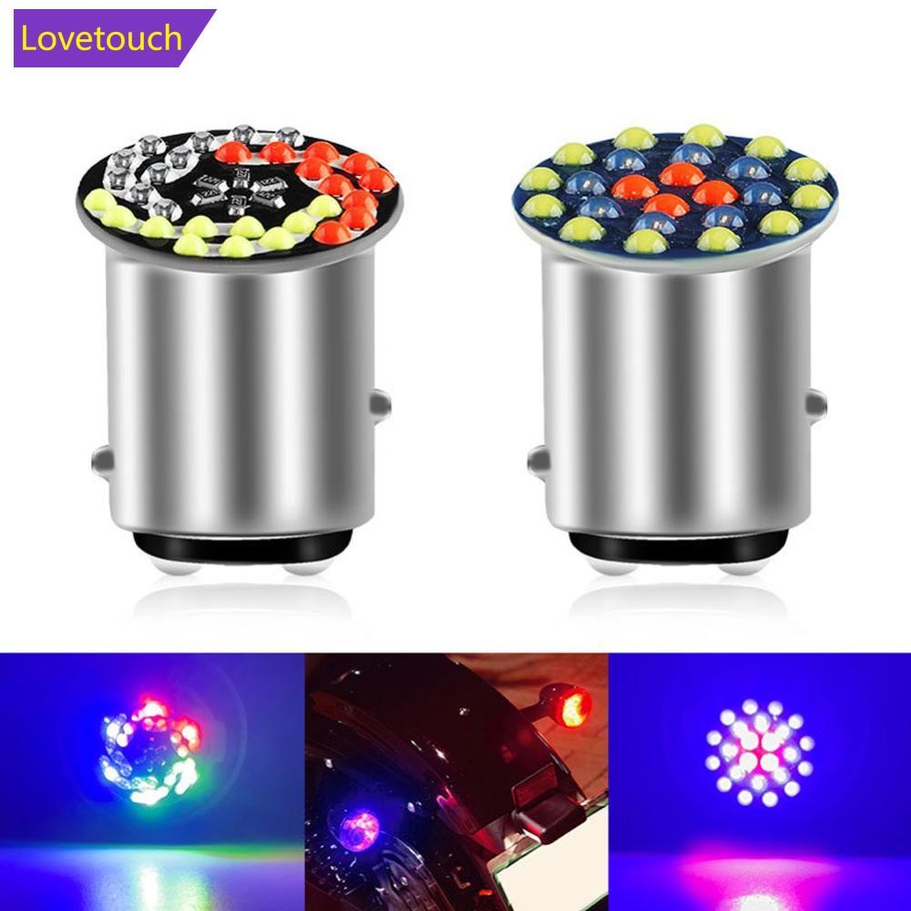 LOVETOUCH 1157 RGB LED ไฟหน้ารถจักรยานยนต์หลอดไฟ 24SMD 30SMD โคมไฟกระพริบมอเตอร์ไซด์ Bright 1157 BAY