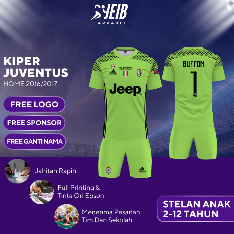 HIJAU อิตาลี JUPEN TUS BUFFON สีเขียว 2016 2017 SERIE A FULLPRINTING ฟรี, โลโก้, SPONSOR