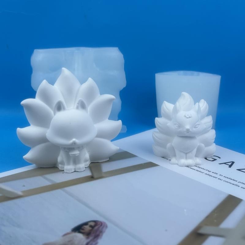 เรือสปีดี้ส์!โปรโมชั่นใหญ่!3D สามมิติ Nine-Tailed Fox ขนาดใหญ่ขนาดเล็ก Fox แม่พิมพ์ซิลิโคน diy Handm