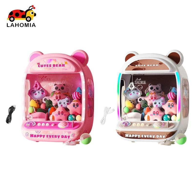 [Lahomia] Grab Machine Mini Vending Party Favors ใช้งานได้จริงพร้อมตุ๊กตา 10 ตัวแกล้งเล่นเครื่อง Can