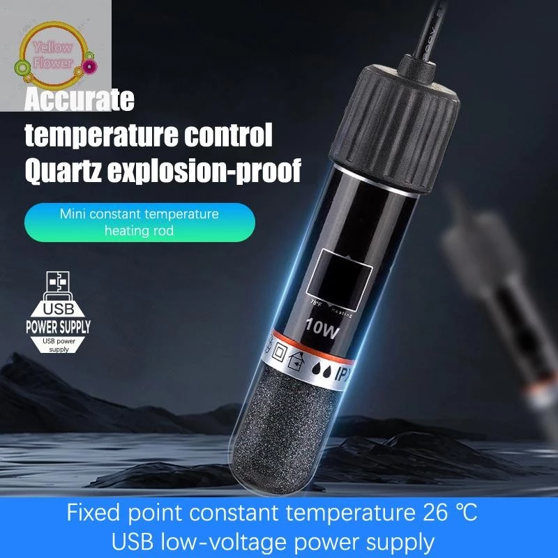 YellowFlower USB Aquarium เครื่องทําความร้อน Rod สําหรับถังปลาขนาดเล็ก 26°C เครื่องทําความร้อนตู้ปลาอุณหภูมิคงที่ Submersible Thermostat เครื่องทําความร้อน 10W TH