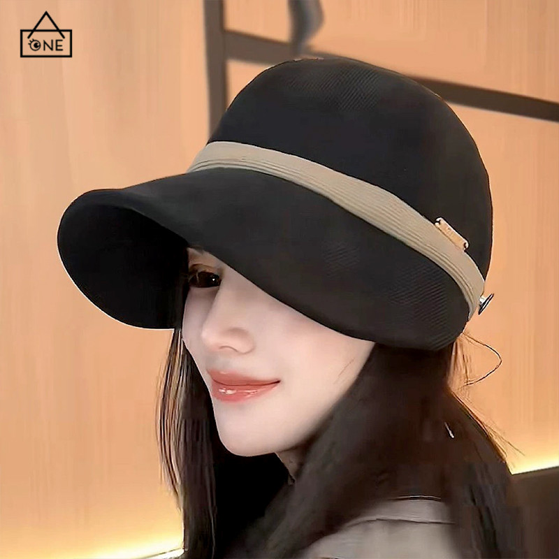 COD❤️หมวกทรงปีกกว้างสไตล์เฮปเบิร์นสำหรับผู้หญิง ดีไซน์หรูหรา อบอุ่น ป้องกันหู หมวกทรงอ่างล้างหน้า-a.one - รูปที่ 4