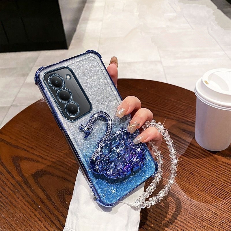 เคสโทรศัพท์สําหรับ Xiaomi Redmi 15 15C Redmi15 Redmi15C 4G 5G ป้องกันสมาร์ทโฟนปลอก 3D Swan Stand Hol