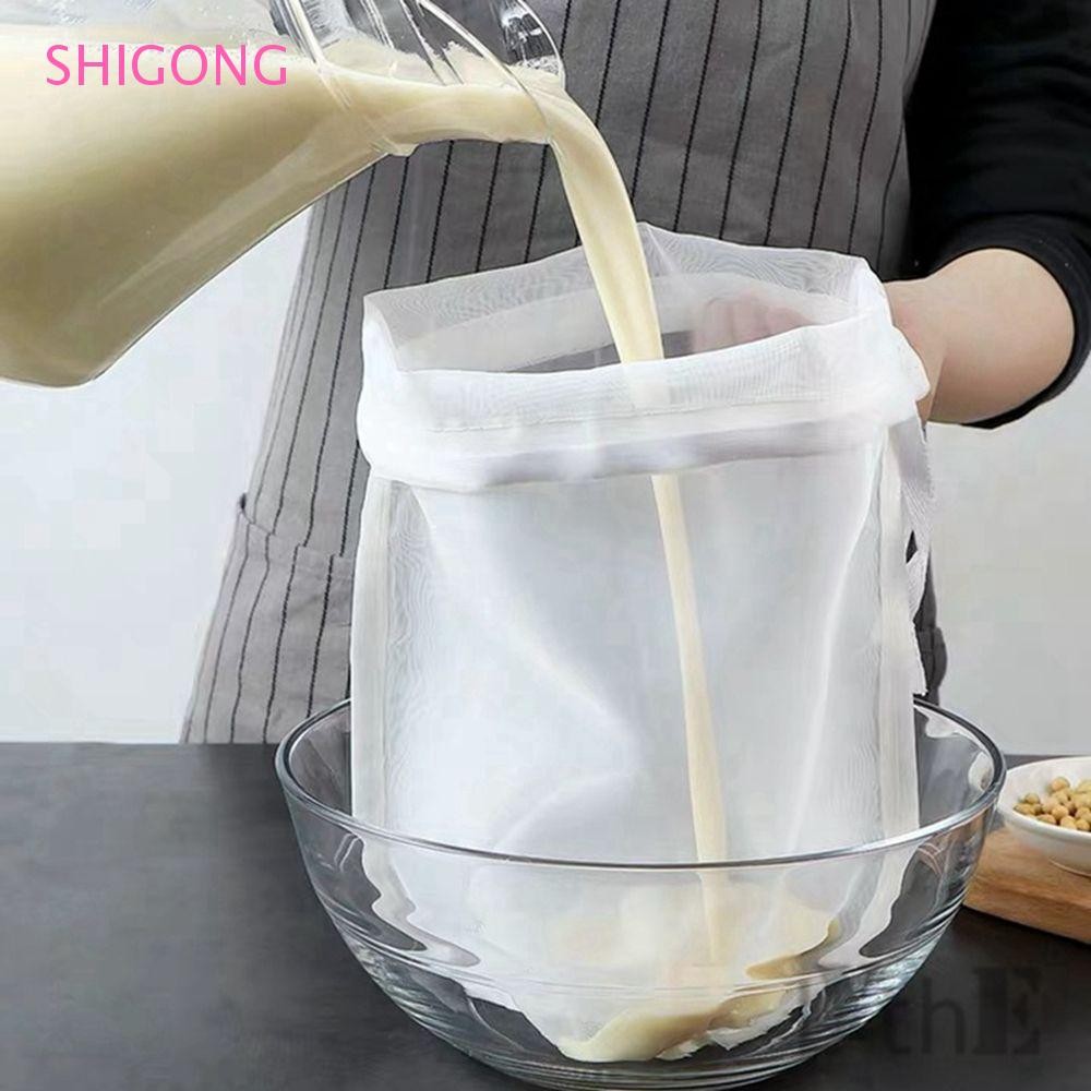 SHIGONG กรอง Fine Mesh นํากลับมาใช้ใหม่ได้ Cold Brew Coffee Food Grade Cheesecloth Bag