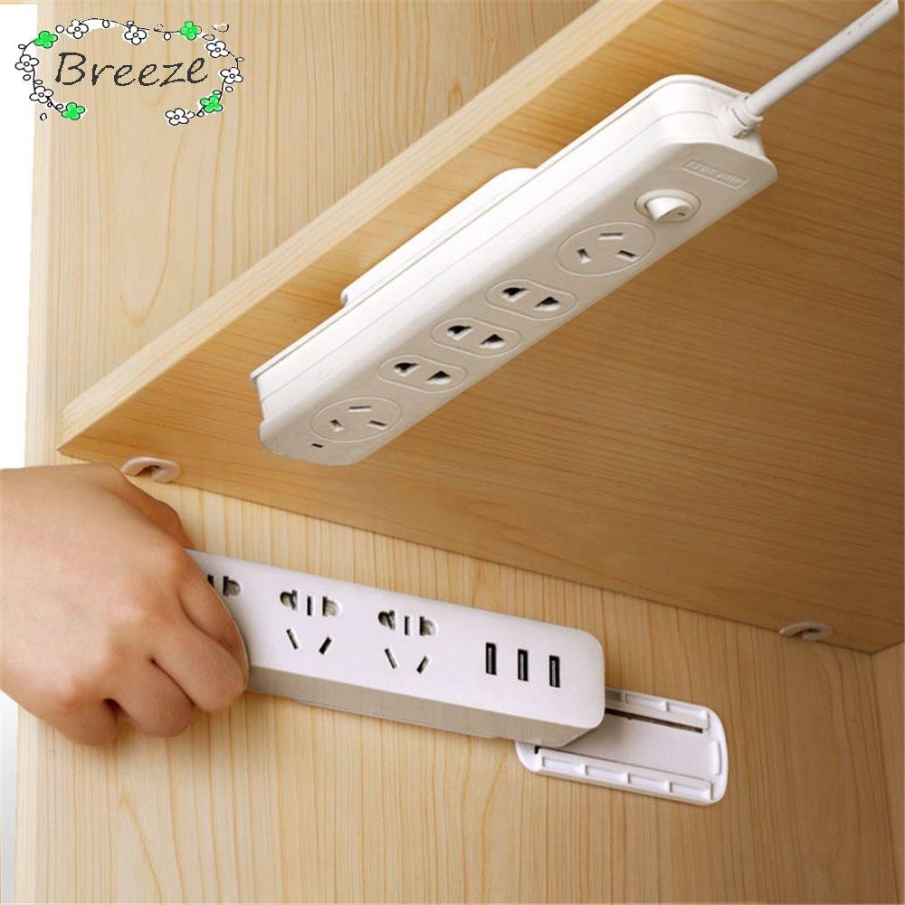 BREEZE Plug Fixer Punch-free Socket Holder Self-Adhesive Storage Shelf Wall Fixer Sticker Punch-free