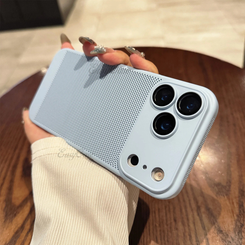 ตารางระบายความร้อนการกระจายความร้อนเคสโทรศัพท์สําหรับiPhone 17Air 16 15 14 13 12 17 Pro Maxตาข่ายระบายอากาศปกแข็ง