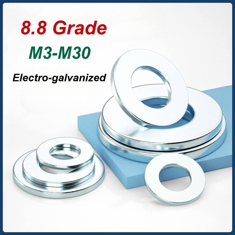 [MX-G] เกรด 8.8 แหวนรองเหล็กคาร์บอนชุบสังกะสี, DIN 125, M3-M30, แหวนรองหมัด, แหวนรองแบบแบน