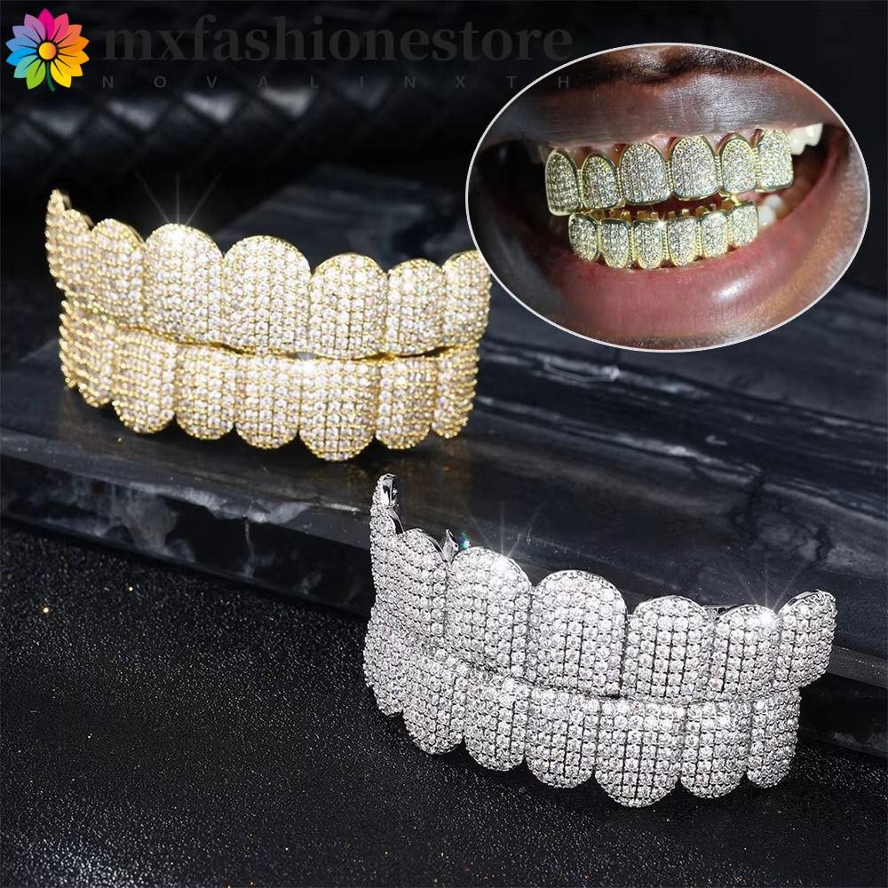 MXFASHIONE ฟัน Grillz ชุด ออกแบบที่ถอดออกได้สไตล์ HipHop และ Punk เพชรสังเคราะห์และ Zircon