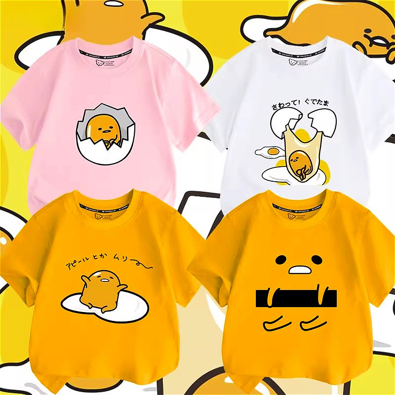 ขี้เกียจไข่การ์ตูนพิมพ์เด็กแขนสั้นเสื้อยืด ยู นิสซ์ ผ้าฝ้ายสบายๆด้านบน