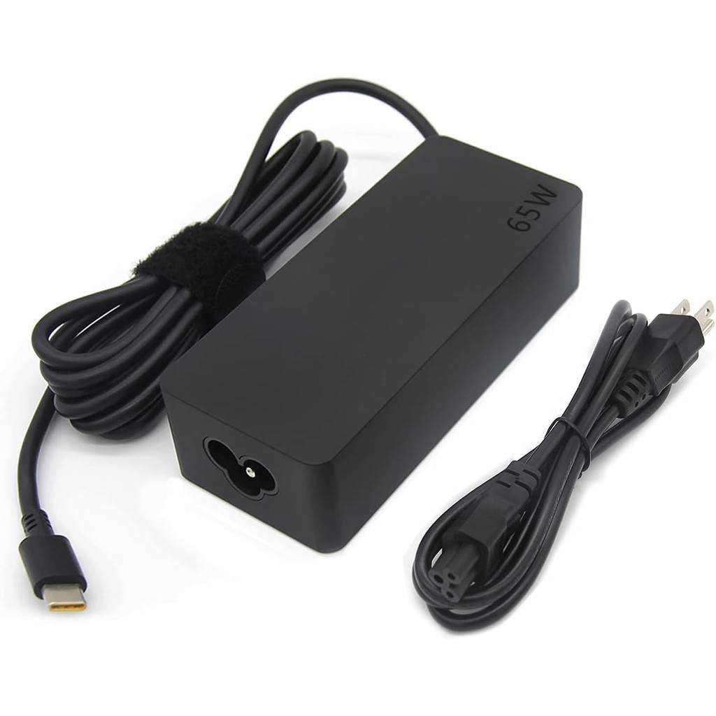 VGOSITE 65W อะแดปเตอร์ AC พร้อมขั้วต่อ USB Type C (สายไฟ 3 แฉก) สําหรับ Lenovo P51s, P52s, E485, E58
