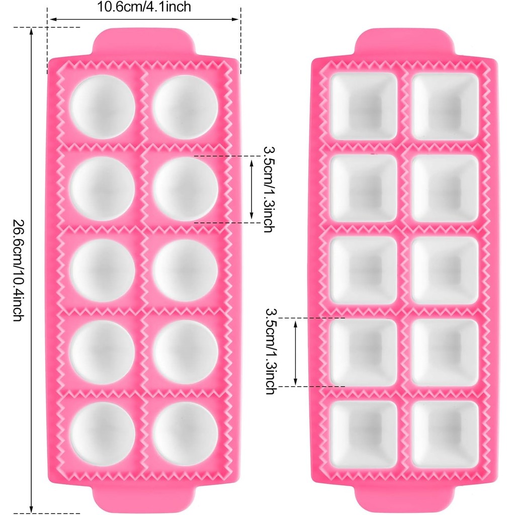 Ravioli Maker 2 ชุดขนาดใหญ่ Ravioli เครื่องตัด Ravioli กดชุดรอบ Ravioli แม่พิมพ์และเครื่องตัดสแควร์ 