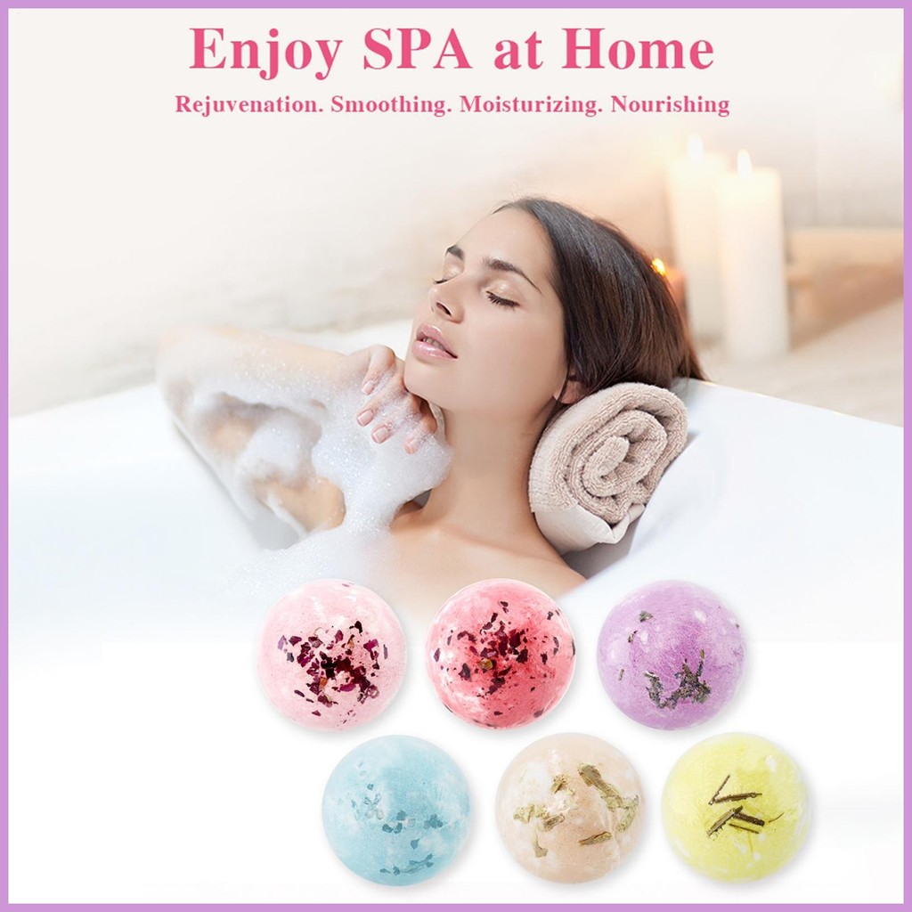 Bath Ball ชุด Fizzy Shower Ball ชุด 6 ลูกอาบน้ําสําหรับผู้หญิงผู้ชายชุดอาบน้ําธรรมชาติ Bubble Spa Ba