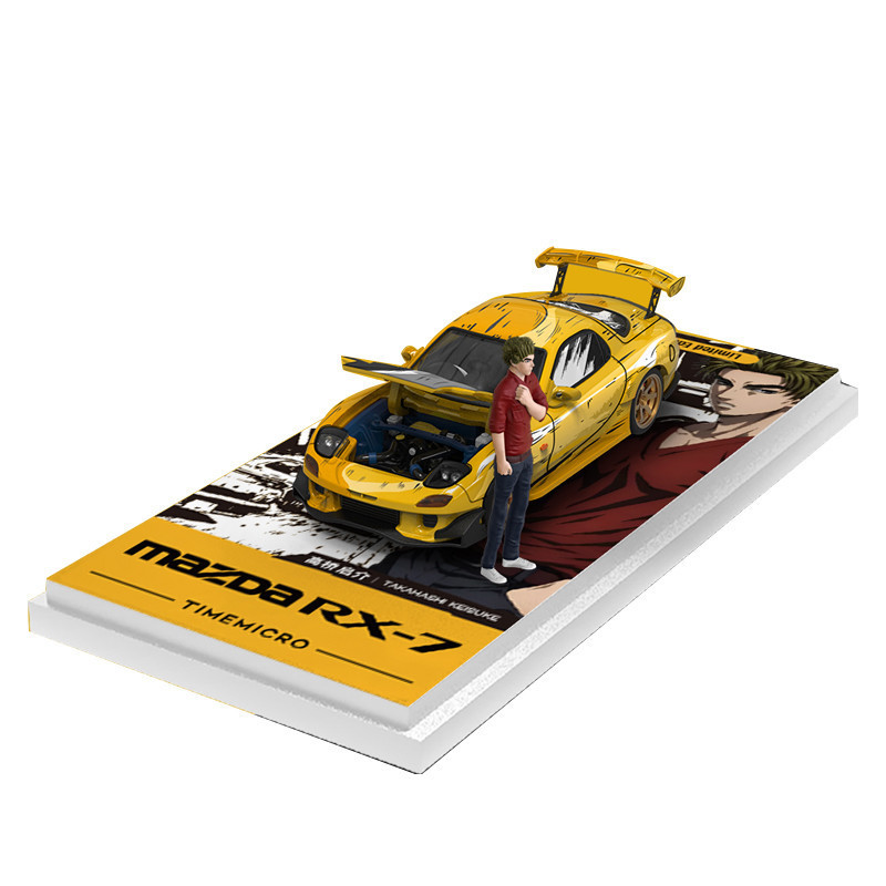 TimeMicro 1:64 Die-Cast Mazda RX-7 FC3S Initial D อะนิเมะ Drift รถสะสมสําหรับแฟนๆและนักสะสม