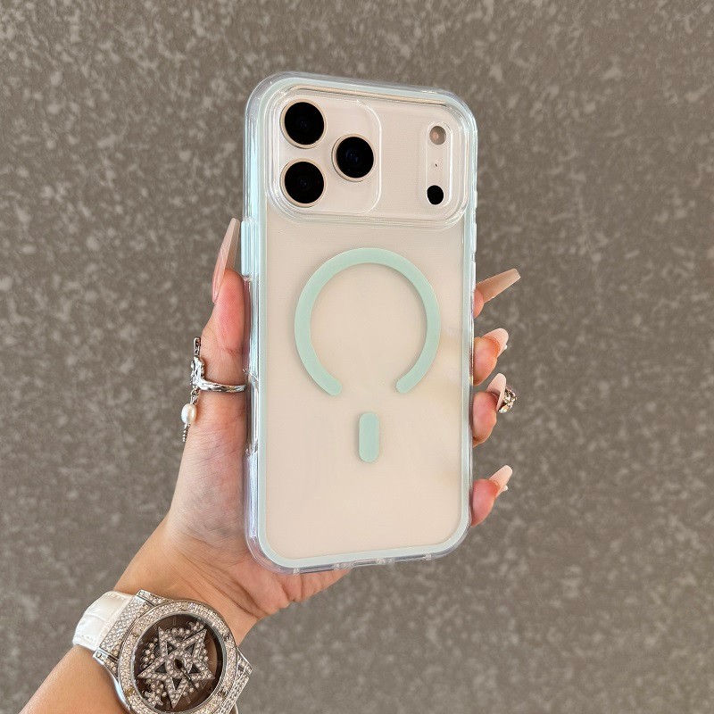 Luxury Jelly แม่เหล็กโปร่งใสเคสโทรศัพท์สําหรับ iPhone 11 12 13 14 15 16 17 Pro Max Plus Clear กันชนกลับกรณีฝาครอบ
