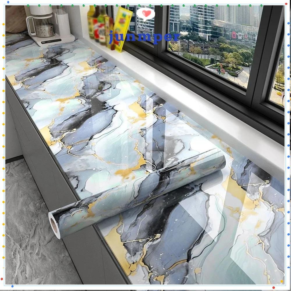 วอลเปเปอร์ PVC กันน้ําสำหรับห้องครัวและห้องน้ำ พิมพ์ลายหินอ่อน ม้วนขนาด 40 ซม. พร้อมกาวในตัว