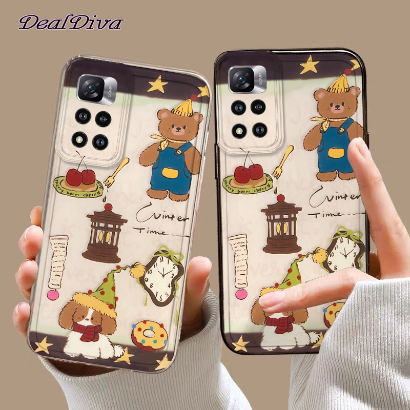 เคสโทรศัพท์หมีขนมหวานและลูกสุนัข เหมาะสําหรับ Redmi Note 10 12 13C 13 9C 10A 9C 9 9A 13 8 A3 11s 14 