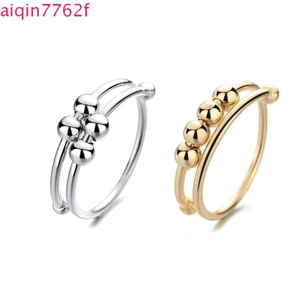 AIQINF Antistress Ring แหวนแก้เครียดแบบเกลียว ทำจากโลหะ สำหรับผู้หญิง พร้อมใช้เป็นของขวัญและของเล่น fidget spinner