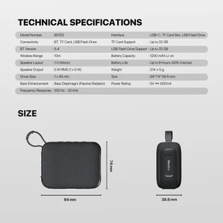 FANTECH ลำโพง ลำโพงบลูทูธพกพา Gaming Speaker เสียงเบสแน่น คมชัด Nera Box BT5.4 รุ่น BS153