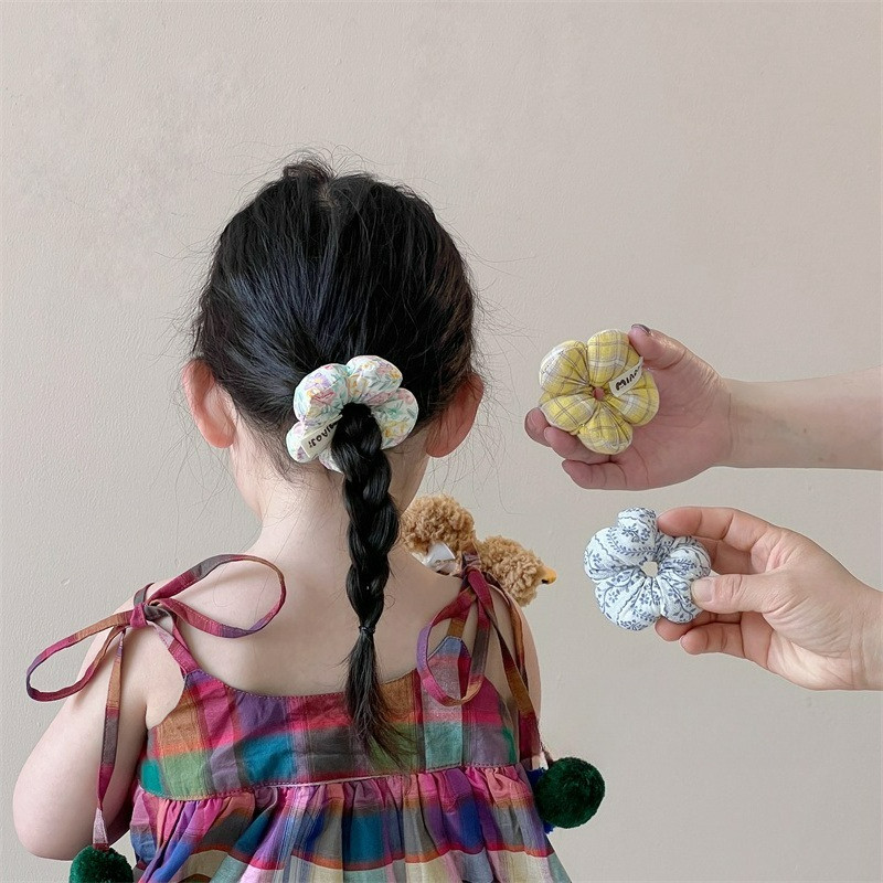 Scrunchies พิมพ์ลายดอกไม้ 6 สี เหมาะสำหรับเชือกผมและหางม้า