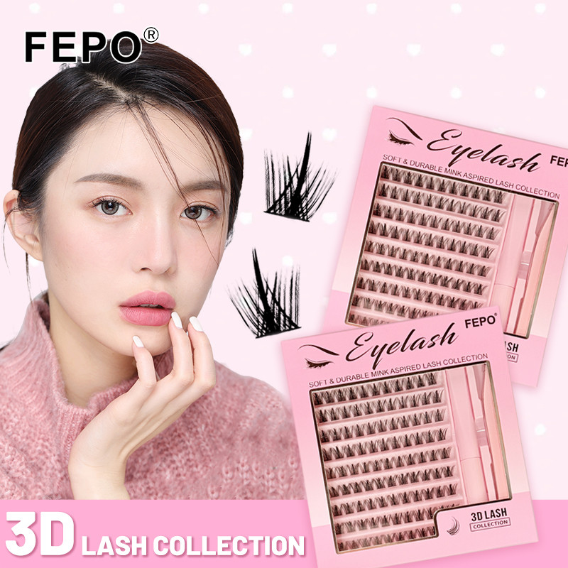 FEPO 120 Clusters ความจุขนาดใหญ่ 3D ชุดขนตาปลอมพร้อมแหนบกาวขนตาธรรมชาติแบบใช้ซ้ําได้