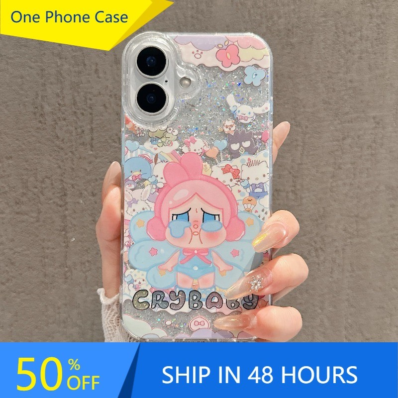 เข้ากันได้กับ iPhone 16 iPhone 15 iPhone 13 iPhone 11 เคสโทรศัพท์กลิตเตอร์ใส รุ่นอัพเกรด RLHXSF173~5#