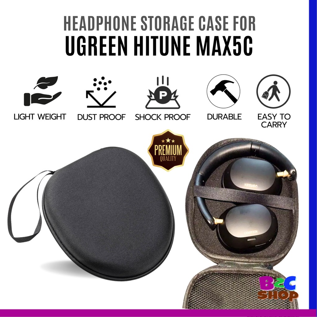 UGREEN HiTune Max5C หูฟังไร้สายบลูทูธเข้ากันได้ป้องกัน EVA Case แบบพกพากระเป๋าเดินทางกระเป๋า