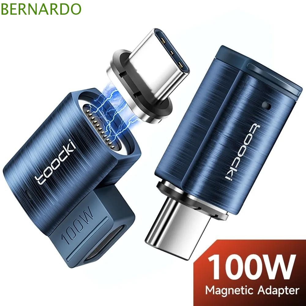 BERNARDO1 USB Type C Magnetic Adapter, 90 องศา USB C ถึง Type C Type-C 100W Magnetic Adapter, ทนทานส