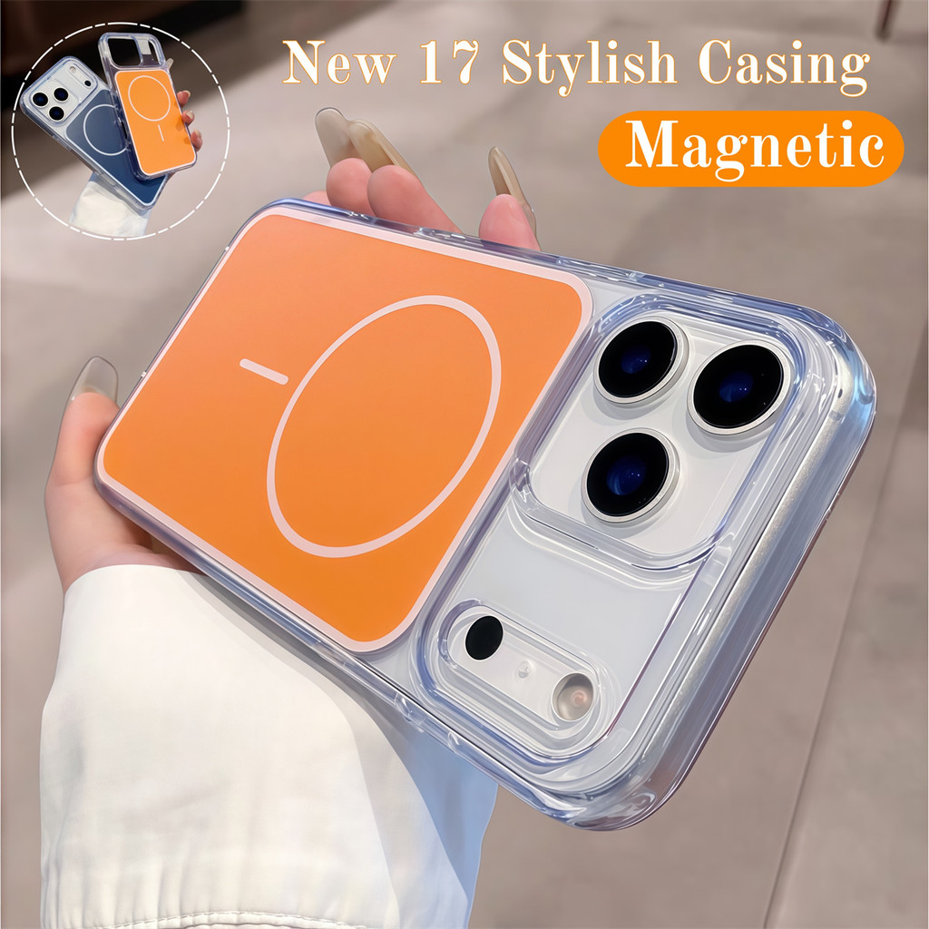 ใหม่ Cosmic สีส้มแฟชั่นเคสโทรศัพท์แม่เหล็กสําหรับ iPhone 17Pro 17 Air 17 Pro Max Matte 2 in 1 กันกระแทกกันชนปกแข็ง
