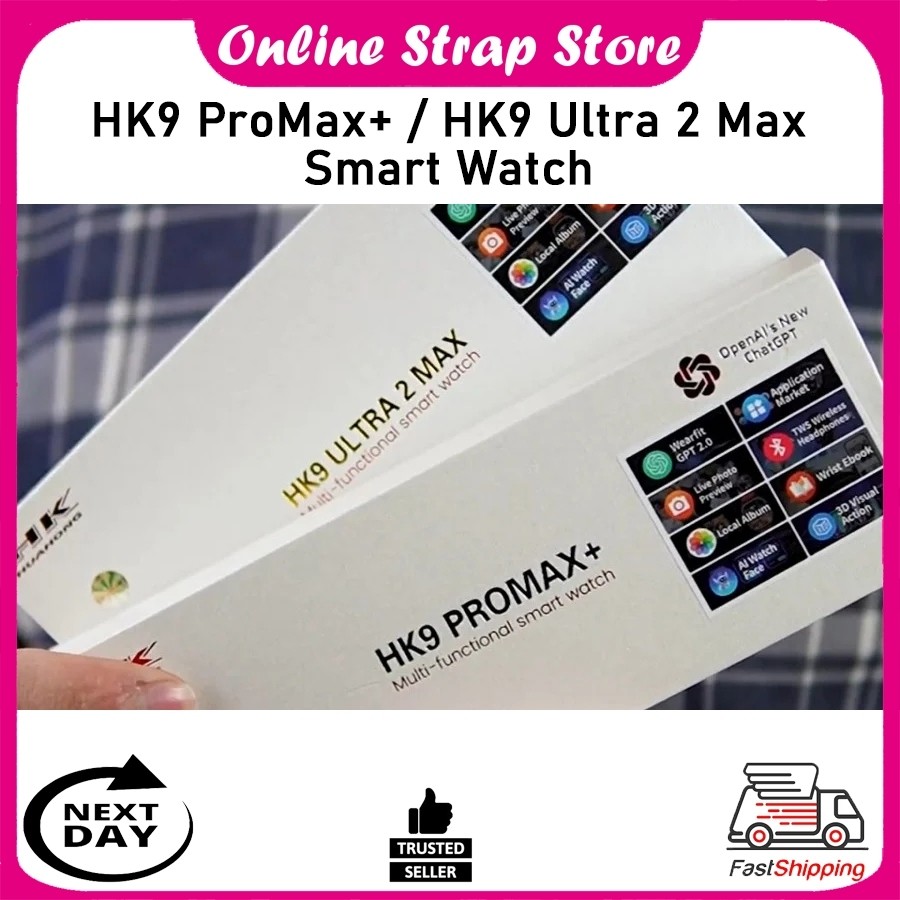 HK9 Pro Max + 45 มม./HK9 Ultra 2 Max 49 มม.นาฬิกาสมาร์ท 2GB Rom อัลบั้มภาพ NFC Access Compass Blueto