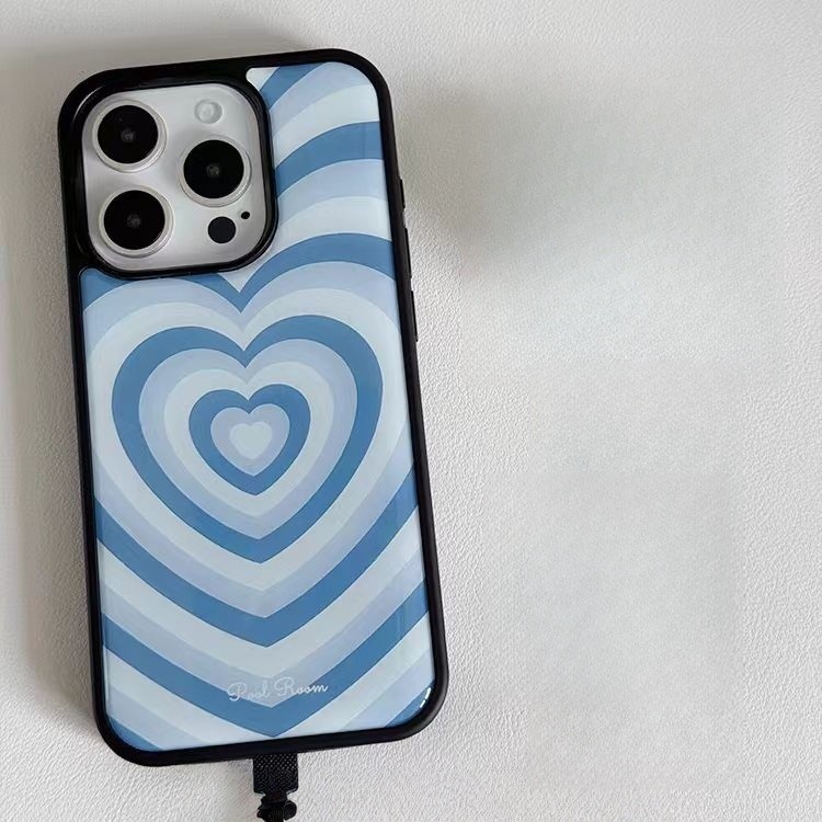 Gradient Blue Heart เปลือกโทรศัพท์มือถือ Drop-Resistant สําหรับ iPhone 16 Promax 15 Promax 11 12 13 14plus 15plus 16e 16plus 15pro