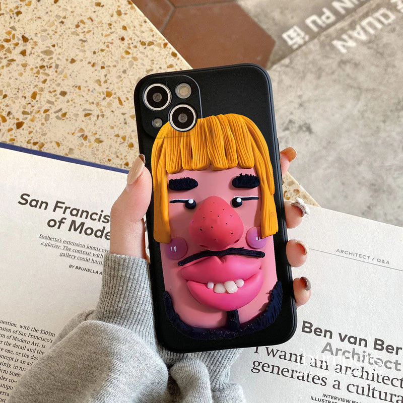 Ibumpers ตลก 3D ตัวอักษรรูปแบบเคสโทรศัพท์สําหรับ IPhone 16 15 14 13 12 11 Pro Max IP 7 8 Plus X XS XR Xs Max ซิลิคอนนุ่มกันกระแทกปกหลัง thumbnail 4