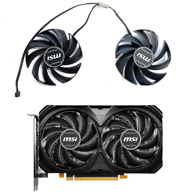 Original 87 มม.4PIN PLD09210S12SS RTX 4060 GPU พัดลมเหมาะสําหรับ MSI GeForce RTX 4060 VENTUS 2X สีดํ