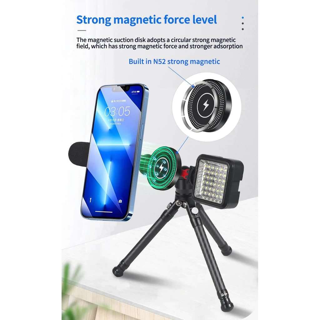 BGNING ถ้วยดูดแม่เหล็กที่วางโทรศัพท์มือถือ 360 Pan Tilt ปรับ 15W ชาร์จหัวบอลรองเท้าเย็น Mount สําหรับ MagSafe สมาร์ทโฟน thumbnail 4