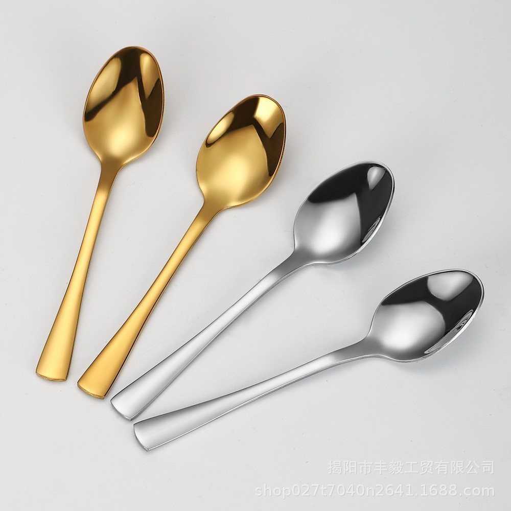 KOOKY - THICK STAINLESS STEEL SPOONS และ FORKS GOLD/BLACK/ROSEGOLD H556 KOREAN CUTLERY THICK MUKBANG