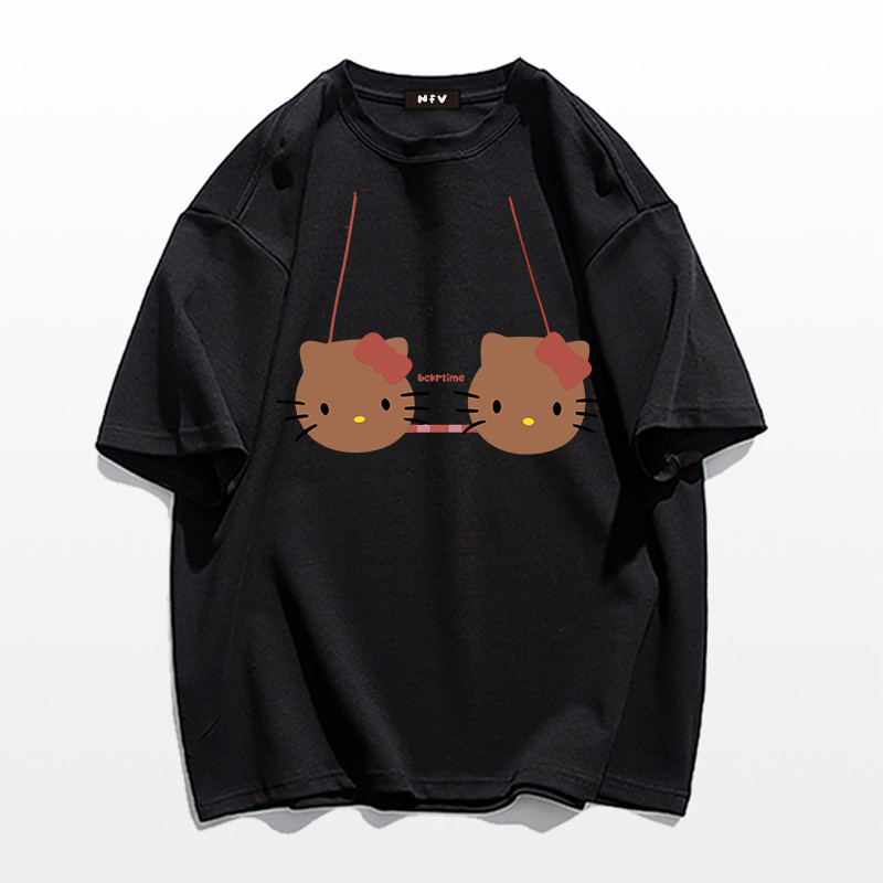 NFV ใหม่ล่าสุด✨ลวดลายแมว คอเสื้อยืดผู้หญิง ใส่สบายไม่รัดตัว ระบายอากาศ ใส่สบาย แฟชั่นเกาหลี YG1620 - รูปที่ 7