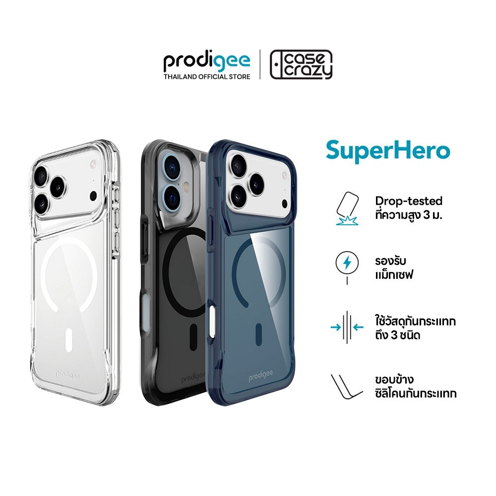 PRODIGEE เคสสำหรับ iPhone 17 / 17 Pro / 17 Pro Max SUPERHERO เคสใส