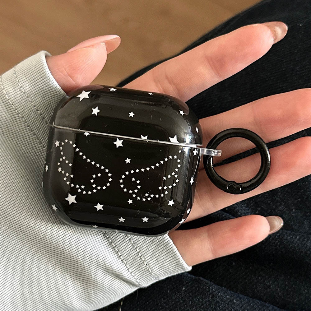 Black Angel Star Wings สําหรับ Apple AirPods 1 2 3 4 รุ่น Pro2 ปกอ่อนสําหรับ AirPods Pro 2 หูฟังบลูทูธกรณีตะขอ