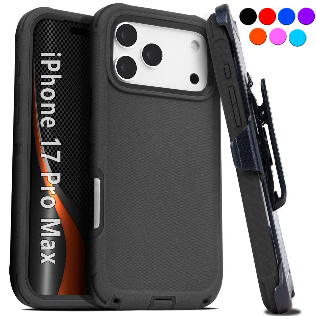 กันกระแทก Defender Case Cover w/Carrying Belt Clip เข้ากันได้กับ iPhone Air 16E 17 16 Plus 15 Pro Max, Military Grade Protection Rugged Heavy Duty Armor Phone Cover