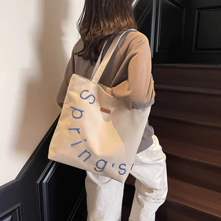 bag_1(BAG2505) กระเป๋าผ้าสะพายไหล่ผ้าแคนวาสปักspring's