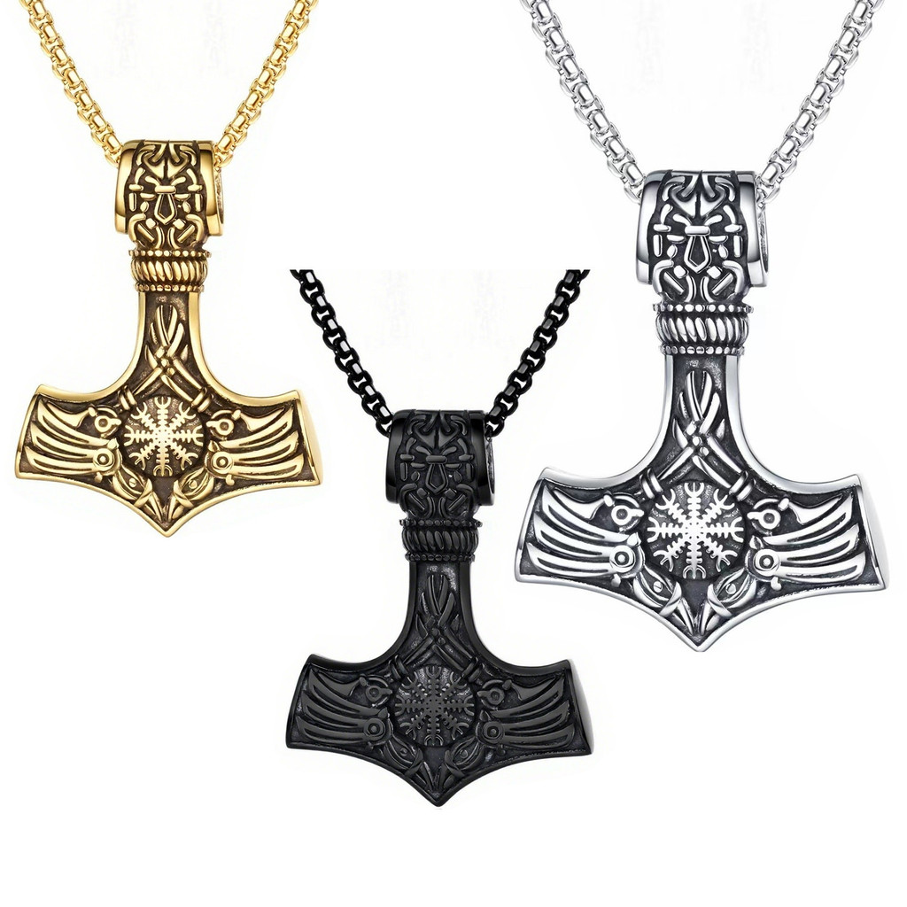 不ida钢欧维京人雷之锤项链男士复古饰品สแตนเลสนอร์ดิกไวกิ้ง Thors Hammer สร้อยคอ中国รับประทานอาหาร品ร้าน专用品20250917