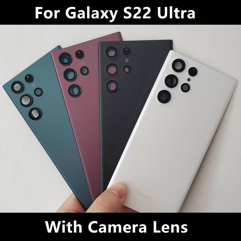 ฝาครอบแบตเตอรี่ด้านหลัง พร้อมเลนส์กล้อง และโลโก้ แบบเปลี่ยน สําหรับ SAMSUNG Galaxy S22 Ultra 5G 6.8 นิ้ว  bee