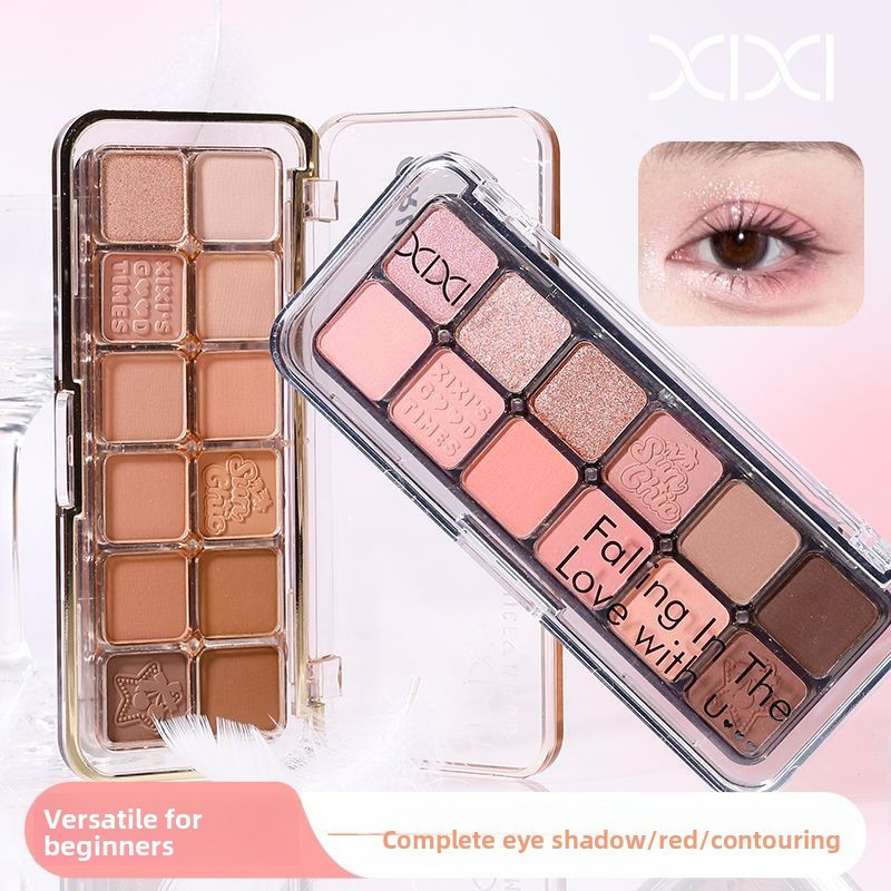 XIXI 12 สีอายแชโดว์ Palette ชุดรวมแปรงทุกวัน Nudes Matte & Shimmer Pigmented Blendable Smooth Luxury วันวาเลนไทน์ Perfect โรแมนติกของขวัญวันวาเลนไทน์