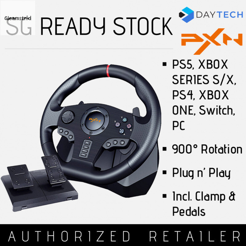 Gleamstrid [SG Ready Stock] PXN V900 Gaming Steering Wheel Racing for Switch PC PS4 Xbox One