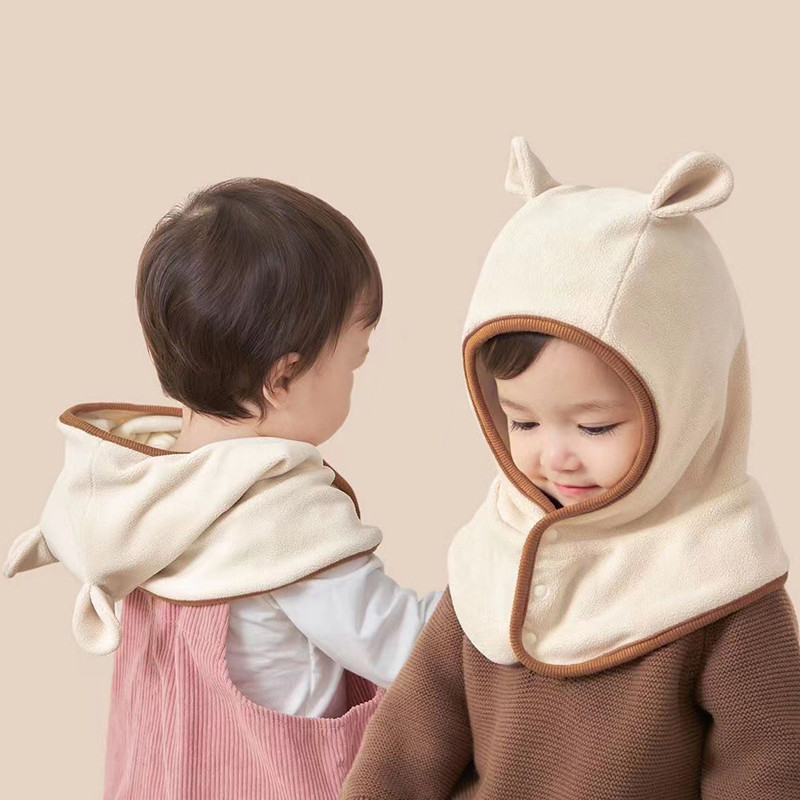 หมวกคลุมศีรษะสำหรับทารกและเด็กวัยหัดเดิน ออกแบบพิเศษเพื่อความอบอุ่นในฤดูหนาว มาพร้อมกับตัวหุ้มคอด้านหน้า สำหรับเด็กอายุ 1-3 ปี