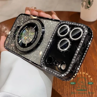 เคส iPhone17 Diamond glitter magnetic Bracket เคสโทรศัพท์ iphone17 Pro Max 16 15 14 13 12 เคสสําหรับ iPhone เคสซิลิโคนนิ่ม TPU กันกระแทก