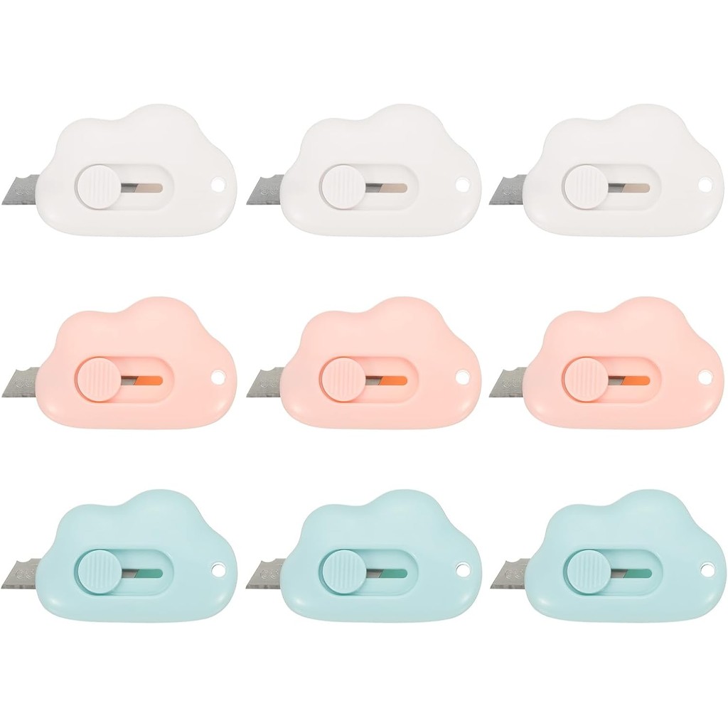 PATIKIL เครื่องตัดกล่อง, 15 ชิ้น Retractable Letter Opener Cloud Shaped Small Package Opener Envelop