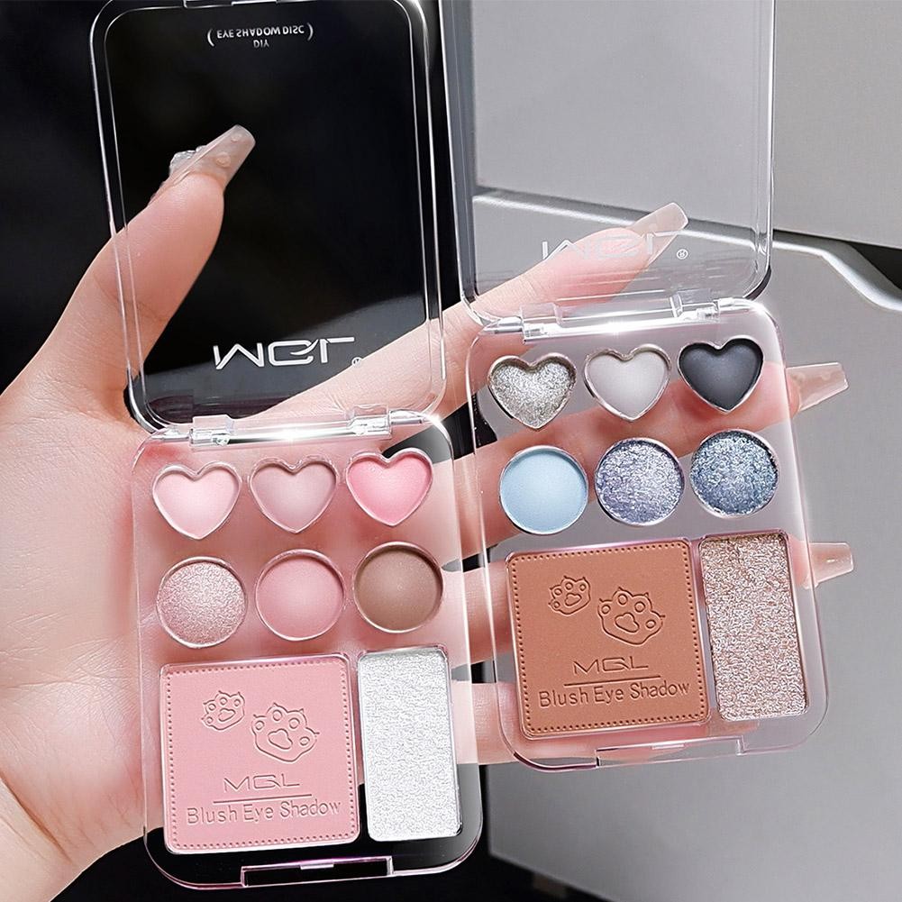 MGL 8-color Heart Eyeshadow Palette Pearlescent & Matte Eyeshadow Multifunctional Eyeshadow Blush Co