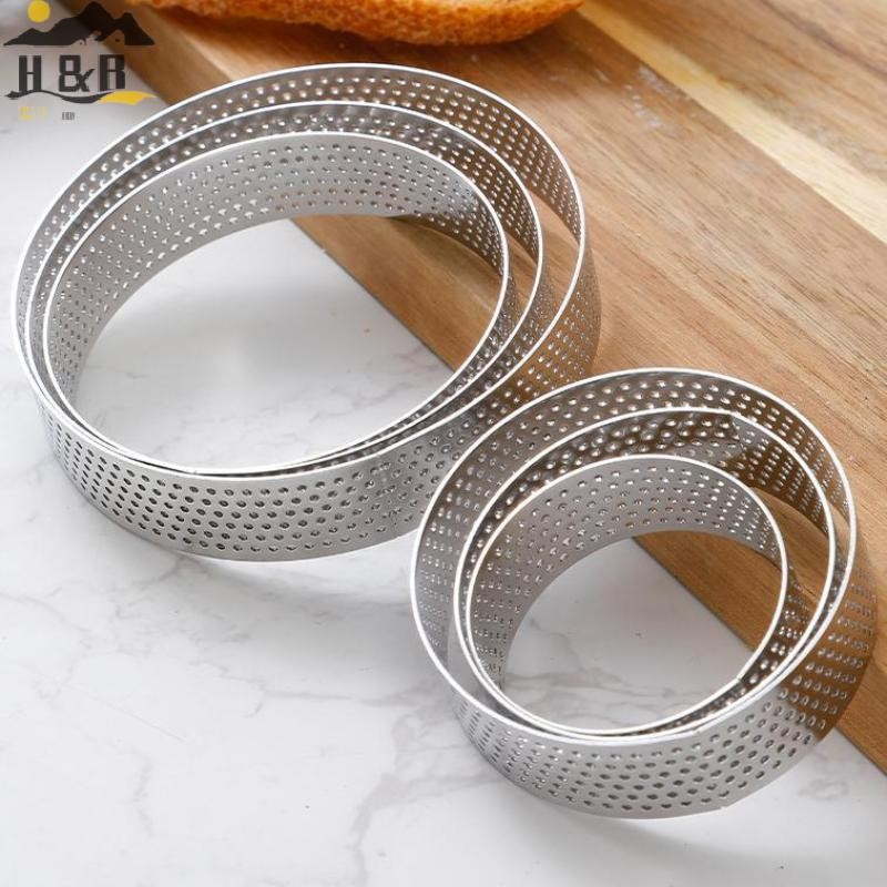 H&B Nov 5/6/7/8/9/10 CM Perforated Tart Rings With Hole Stainless Steel Tart Bottom Tower Fruit Pie 