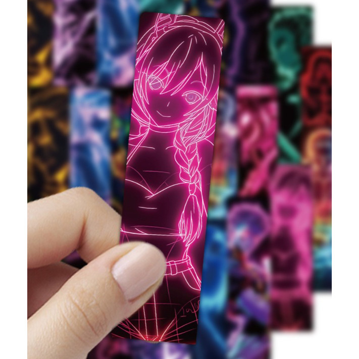 Demon Slayer Anime-Inspired Neon Style Bookmarks ชุดที่คั่นหนังสือสไตล์นีออน 24ชิ้น อนิเมะ