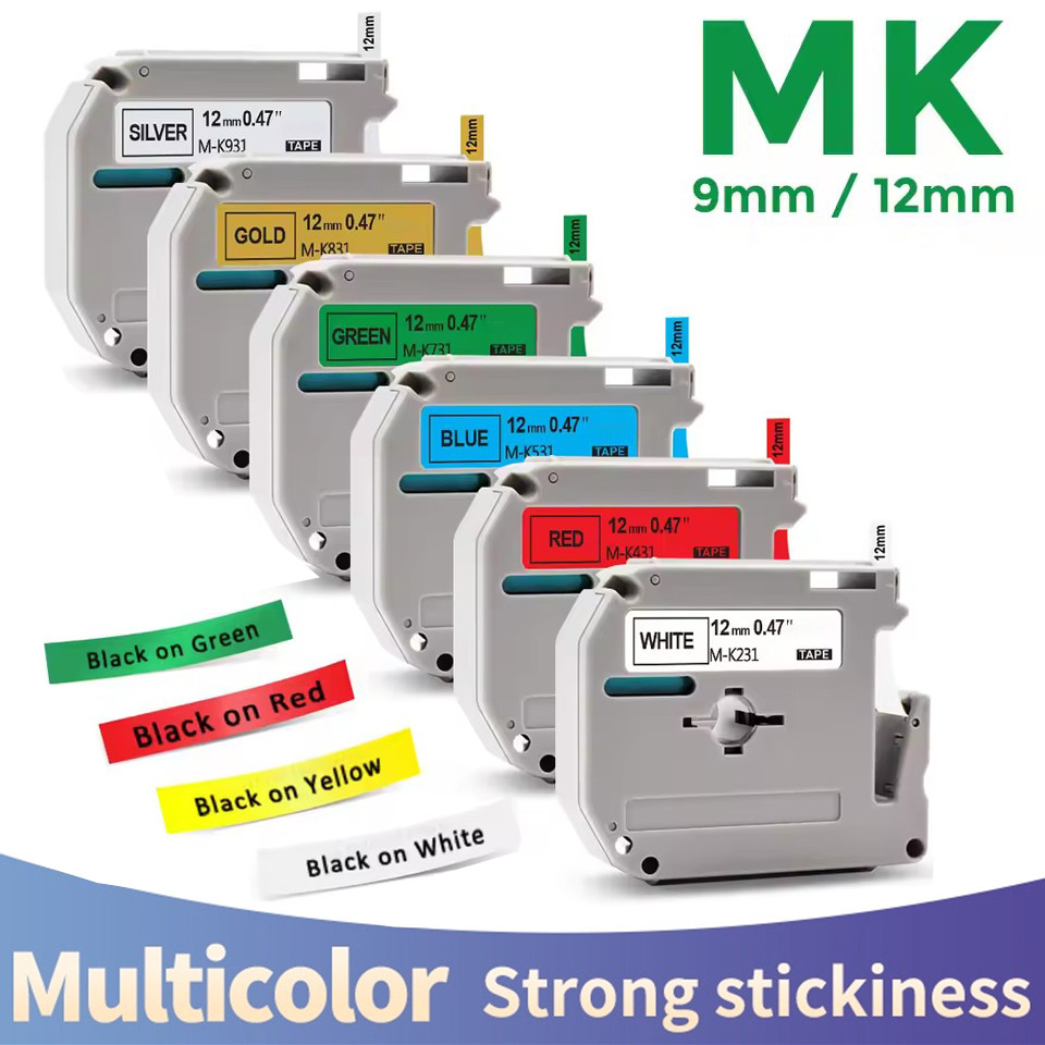 1PCS 9 มม.12 มม.ป้าย M เทป MK231 MK131 MK221 MK-221 MK121 MK531 MK631 MK731 MK831 สําหรับ Brother P-